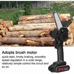 LIFCAUSAL 21V 500W 4 Pouces Batterie Au Lithium Rechargeable Scies à élaguer électriques Petit Moteur De Brosse De Tronçonneuse à Fendre Le Bois Outil électrique à Une Main Pour Le Travail Du Bois Pour Jardin Verger Une Batterie Et Une Charge -TronçOnneuse Et Accessoire Sales 67837885 5
