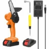 LIFCAUSAL Scies à élaguer électriques à Batterie Au Lithium Rechargeable 21V 4 Pouces Portable Petit Moteur De Brosse De Tronçonneuse à Fendre Le Bois Outil électrique à Une Main Pour Le Travail Du Bois Pour Jardin Verger Deux Batteries Et Une Charge, Jaune -TronçOnneuse Et Accessoire Sales 67837965 1