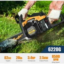 LLOVE Tronçonneuse à Gaz 6220G 62CC Tronçonneuse à Gaz à 2 Cycles, Tronçonneuse De 20 Pouces, Scie à Chaîne à Essence Sans Fil Portable Pour Ferme, Jardin Et Ranch -TronçOnneuse Et Accessoire Sales 67882810 3