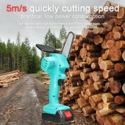 QERSTA Scies à élaguer électriques à Batterie Au Lithium Rechargeable 21V 4 Pouces Petit Moteur De Brosse De Tronçonneuse à Fendre Le Bois Outil électrique à Une Main Pour Le Travail Du Bois (Vert) -TronçOnneuse Et Accessoire Sales 67962889 4