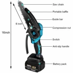 Tronçonneuse à Batterie Mini Scie à Chaîne électroportative ONEVAN , Mini Tronçonneuse électrique Avec 2*batteires, 2*chaines Et 1*guides + Ventilateur De Poêle à 6 Lames Avec Thermometre 9 Tronçonneuse à Batterie Mini Scie à Chaîne électroportative ONEVAN , Mini Tronçonneuse électrique Avec 2*batteires, 2*chaines Et 1*guides + Ventilateur De Poêle à 6 Lames Avec Thermometre -TronçOnneuse Et Accessoire Sales 68155460 3