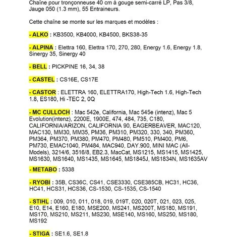JARDIAFFAIRES Chaîne Pro 40cm Pour Tronçonneuse 3/8-050-1,3mm-55 Entraineurs = 91-55E 4 JARDIAFFAIRES Chaîne Pro 40cm Pour Tronçonneuse 3/8-050-1,3mm-55 Entraineurs = 91-55E – Image 2